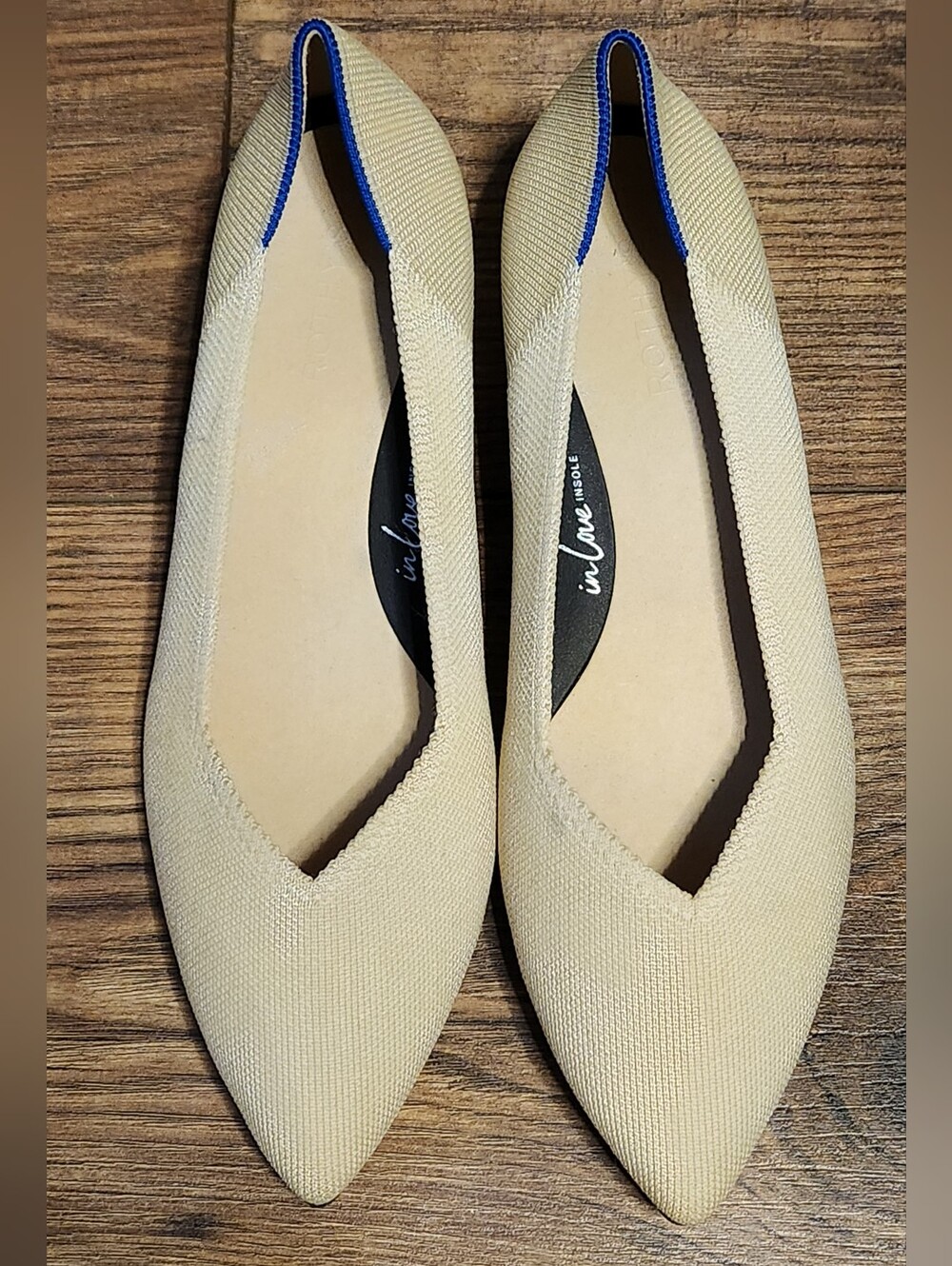 Rothy's Beige Pointed Knit Flats